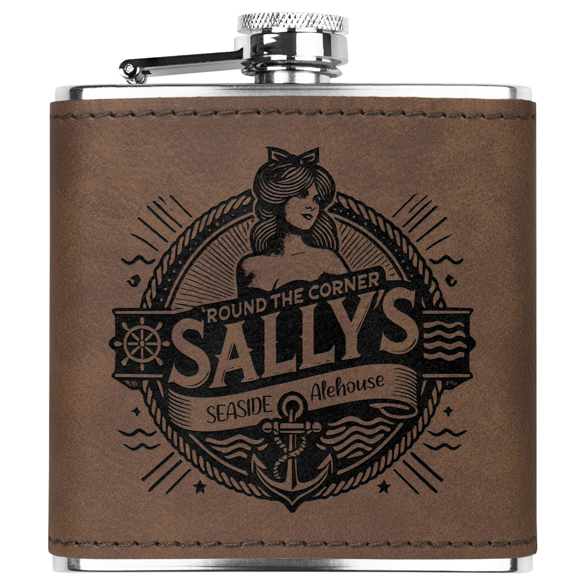 Round_the_Corner_Sallys_Flask_Dk_Brown_Main_Mockup.png